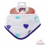   Xkko Bambusz Nyálkendő Patentos - Óceánkék Szívek Bmbbnd026